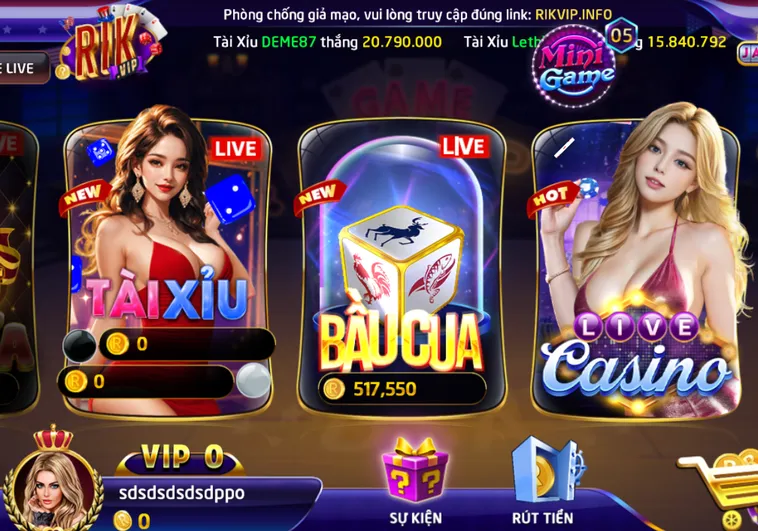 Đa Dạng Trò Chơi Tại Sảnh LiveStream Casino RikVip Đỉnh Cao Giải Trí Đẳng Cấp Với Những Trải Nghiệm Chân Thực